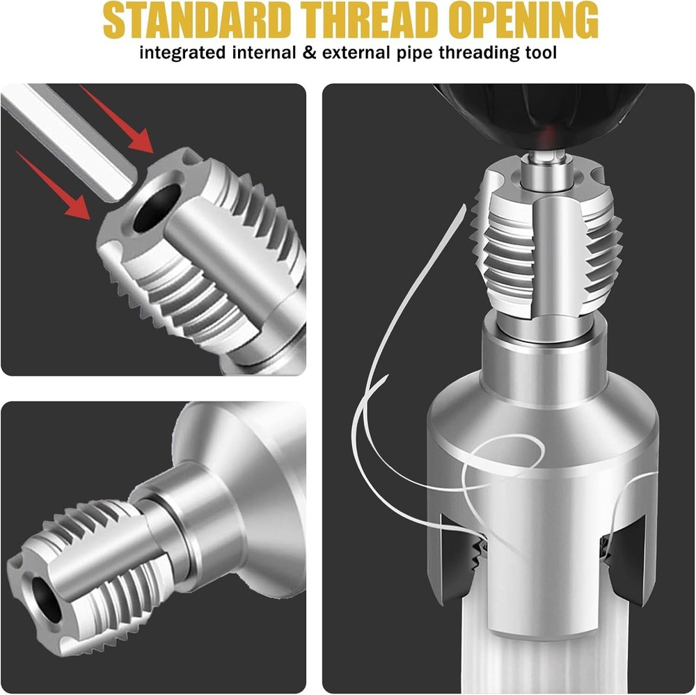 2Pcs PVC Pipe Threading Tool Kit Internal External Threader Die Head Cutter