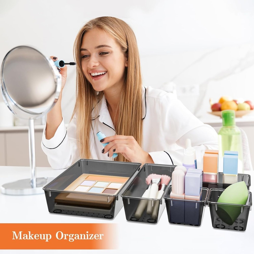 25 PCS Plastic Drawer Organizer Set, 4-Size Versatile Organizer Trays & stora...