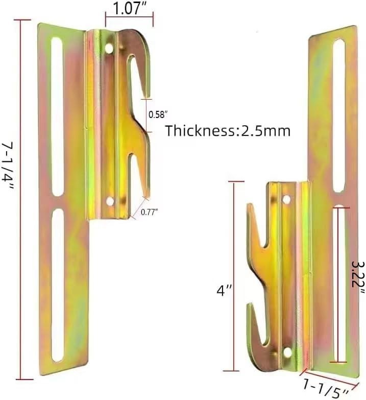 2Pcs 711 Bolt on to Hook Bed Frame Conversion Brackets with Metallic