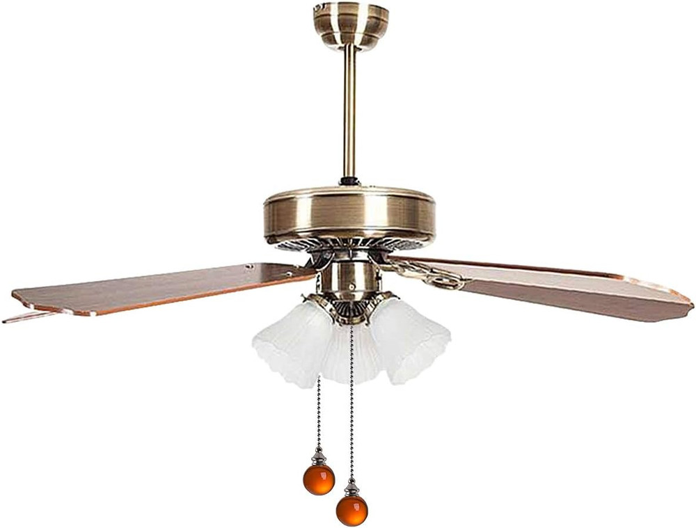 Ceiling Fan Pull Chain Set - 2 Pieces Amber Crystal Ball 30Mm Diameter Fan Pull