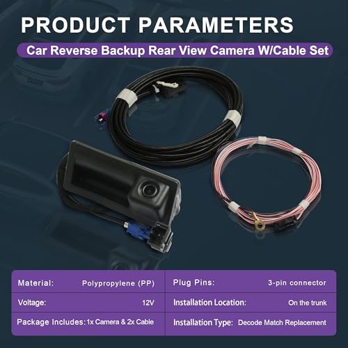 Car Reverse Backup Rear View Camera W/Cable Set 56D827566A Replacement for VW