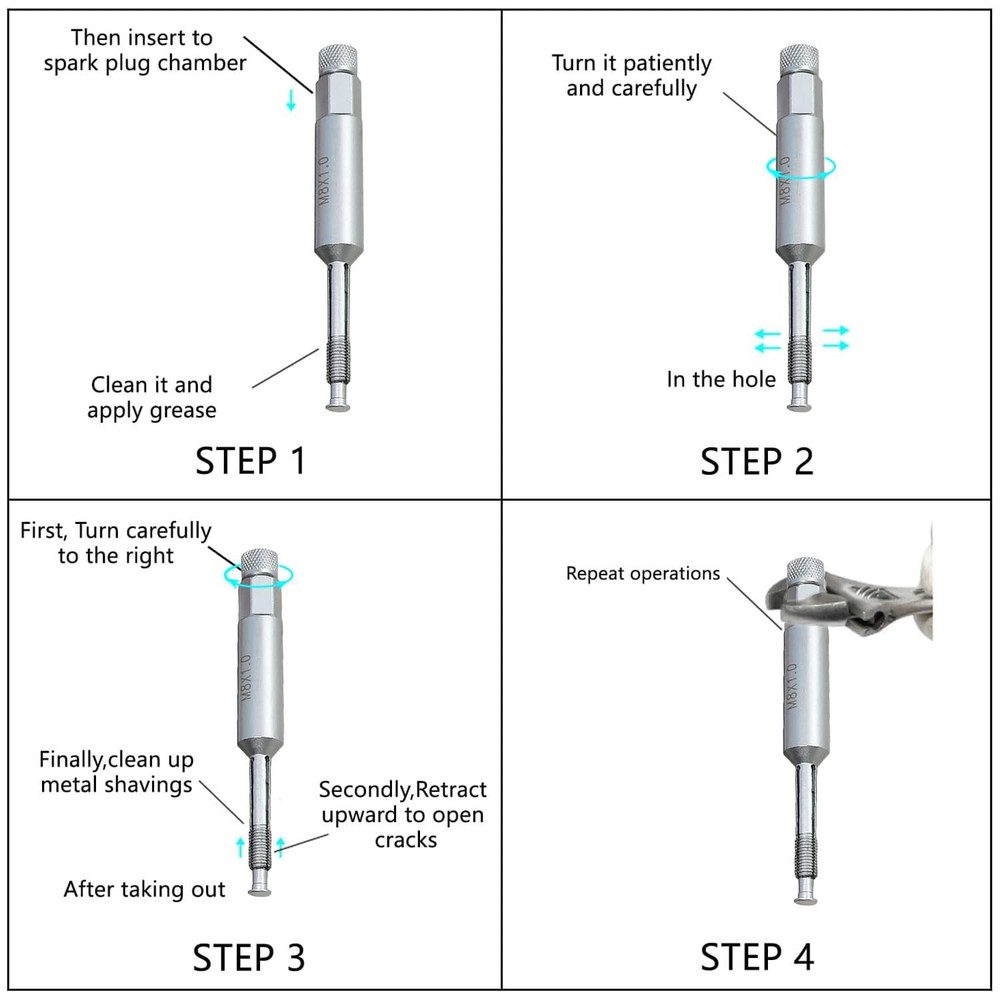 8mm Spark Plug Thread Repair Tool M8x1.0 for Engine Thread Chasing