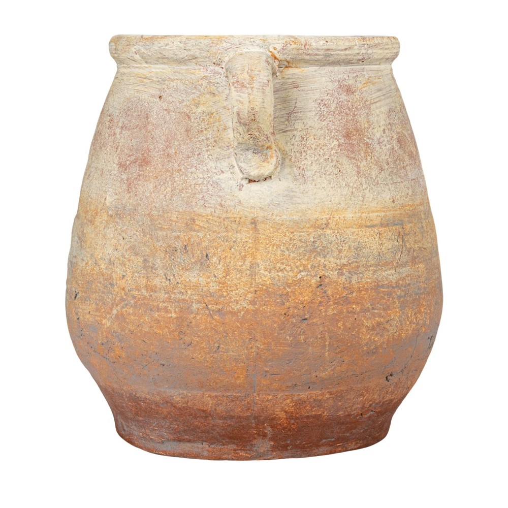 Whitewashed Terra-Cotta Urn, Beige