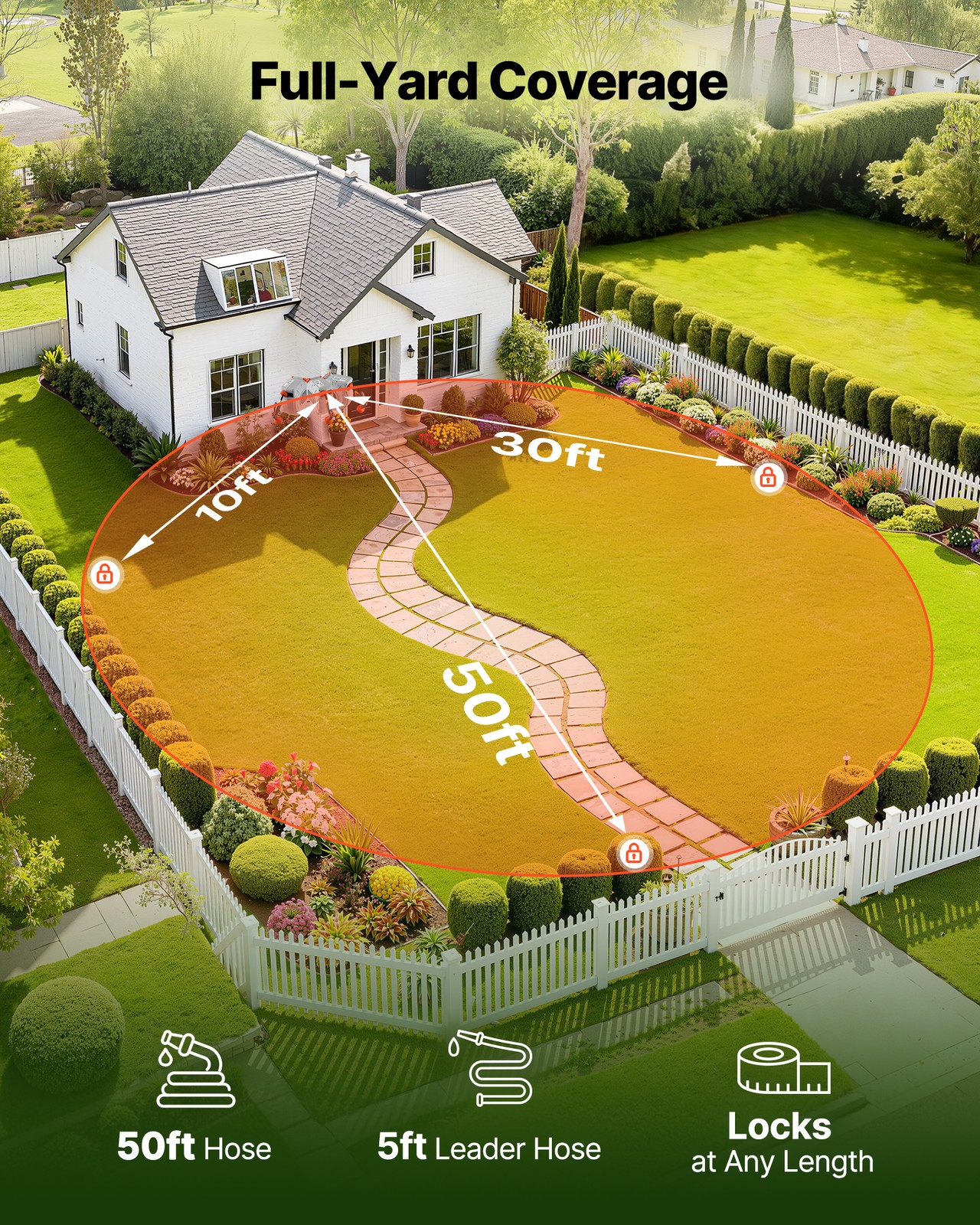 VEVOR Retractable Garden Hose Reel 1/2 in x 50 ft Wall Mount