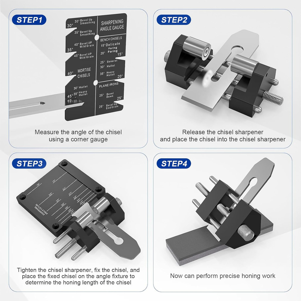 Precise Chisel Sharpening Jig Kit, Honing Guide System for Woodworking Chisels a