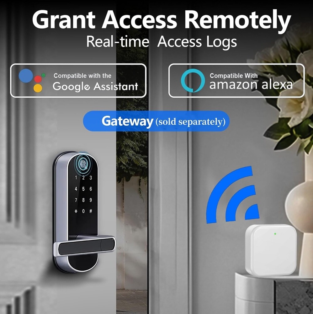 Keyless Fingerprint Smart Door Lock with Code Passcode & Door Handle App Control
