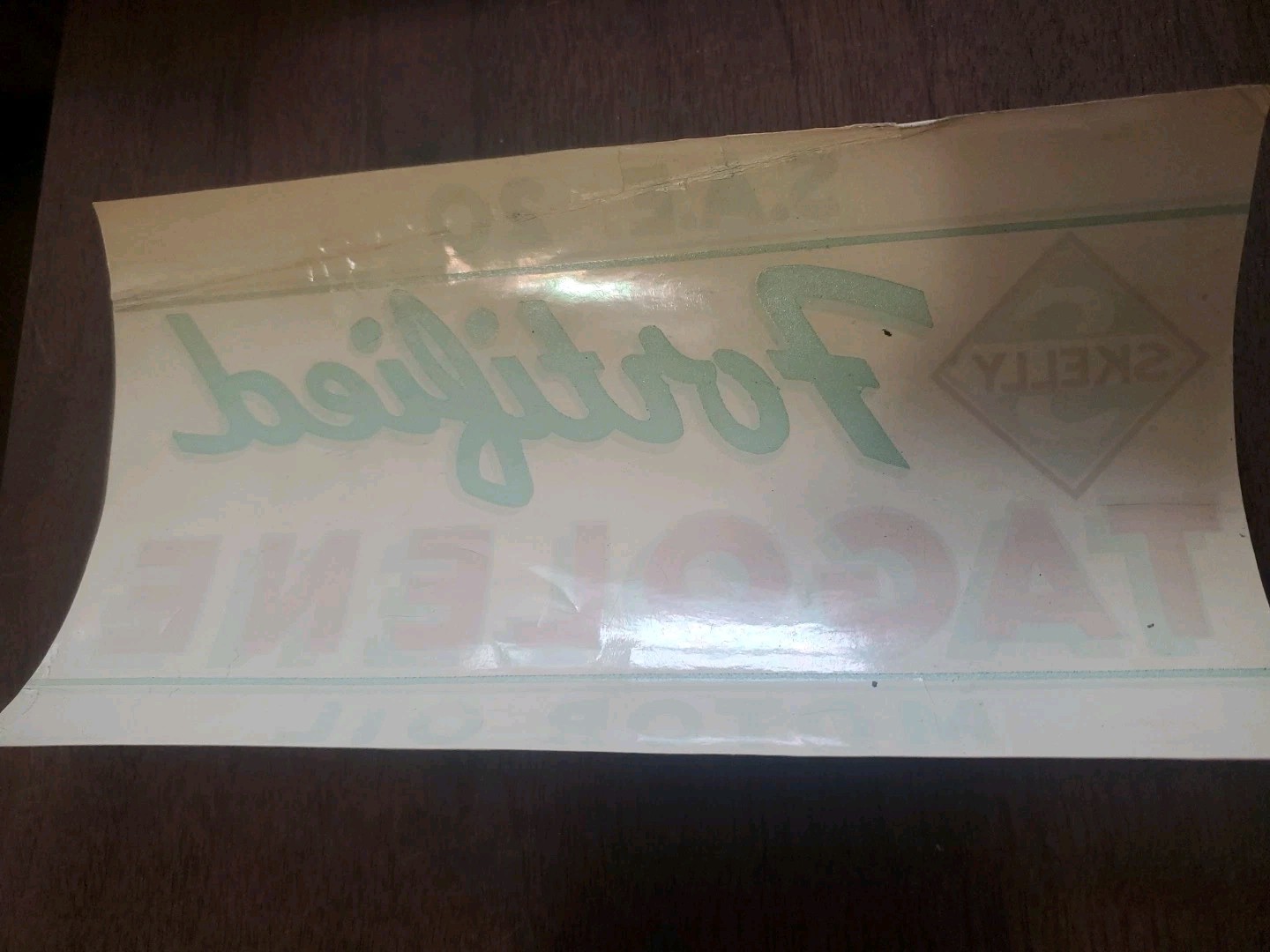 Vintage Waterslide Fortified Skelly Tagolene SAE 20 Motor Oil Decal Original