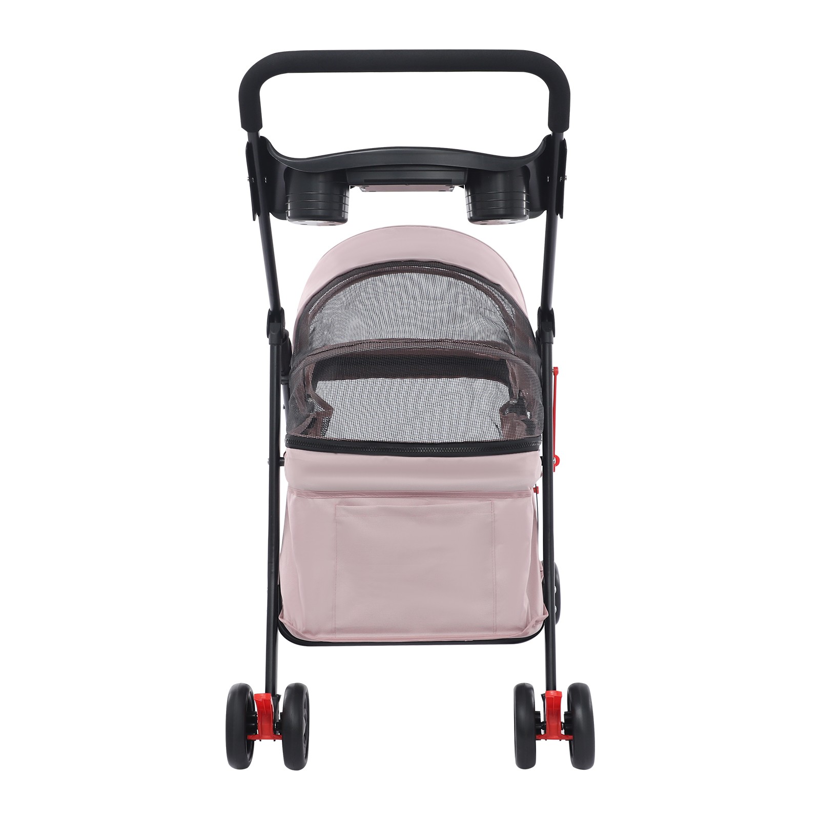 Dog Cat Stroller Pet Travel Carriage 4 Wheels Foldable Pets Carrier Cart PINK