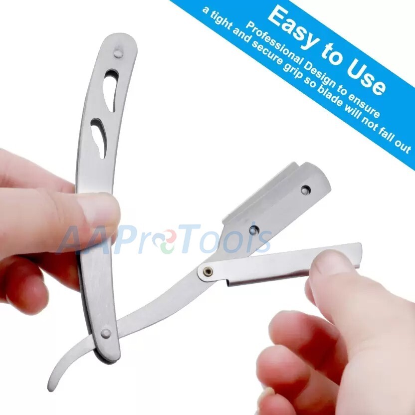 Professional Straight Edge Shaving Razor for Men with 100-Pack Replaceable Blade