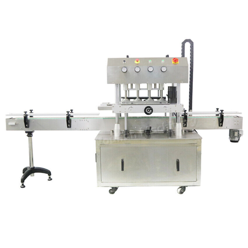 Automatic 4 Heads 8 Rubber Wheels Spray Bottle Screw Capping Machine High Speed