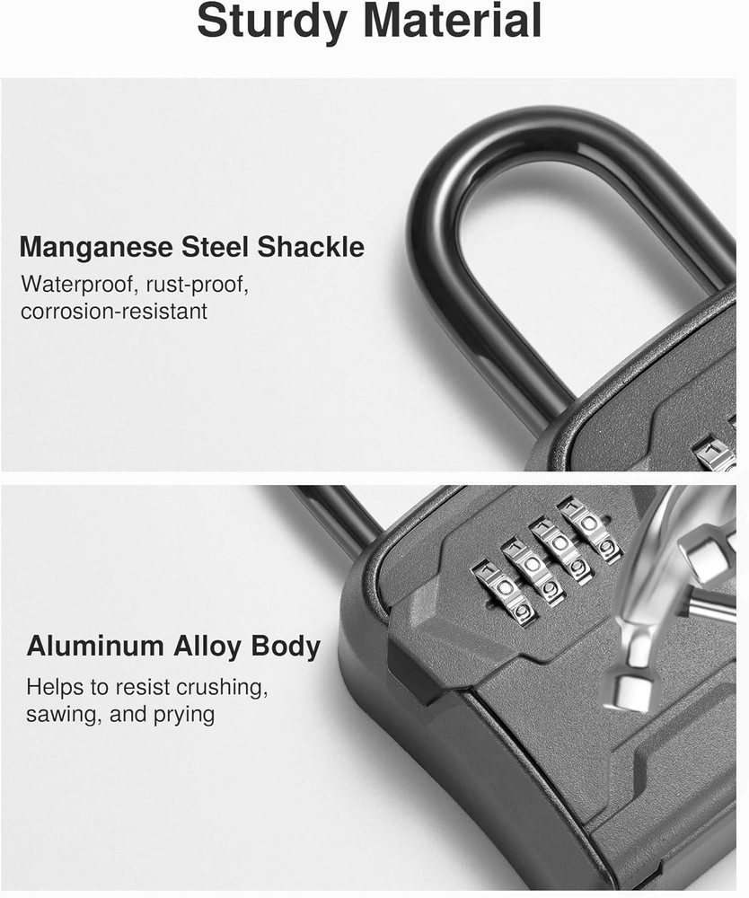 Key Lock Box Wall Mount Portable Combination Lockbox Pure Black 1 Pack