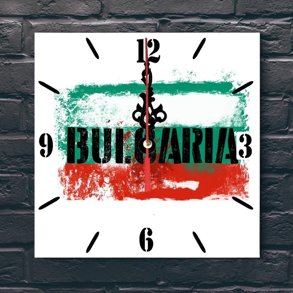 Bulgaria Flag Wall clock patriots CERAMIC Tile Watch Support Décor