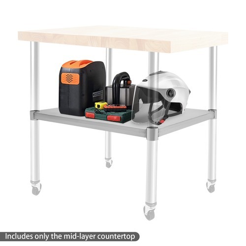 Stainless Steel Table Lower Shelf Under Shelf Rectangular Work Table Adjustable
