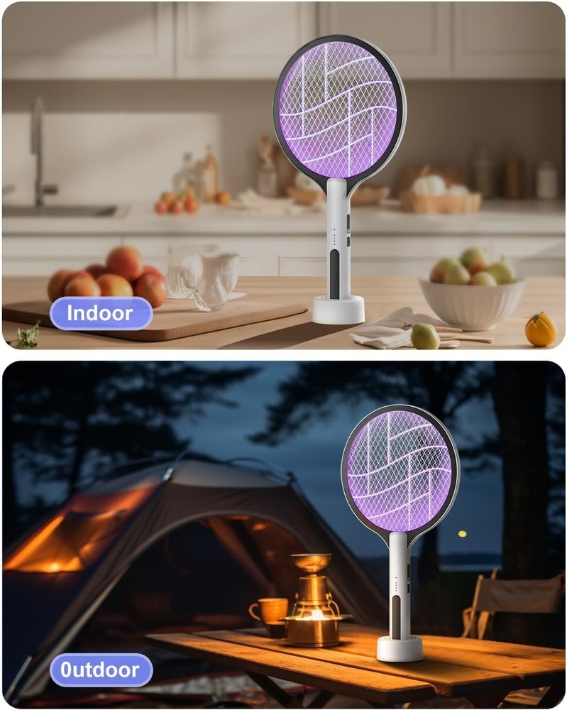 2PACK Electric Fly Swatter 4500V Bug Zapper Racket, 2 in 1 Handheld Fly Zapper