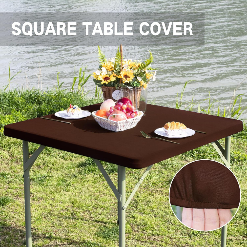 Square Fitted Table Cover Elastic Tablecloth Stretch Spandex Table Top Cover Tab
