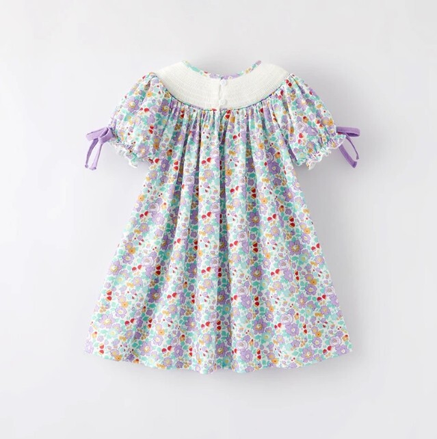 NEW Boutique Peter Rabbit Easter Bunny Girls Smocked Embroidered Floral Dress