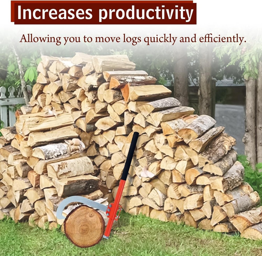 Cant Hook - 28" Wood Log Moving Tool With Adjustable Hook & Rubber Grip Handle