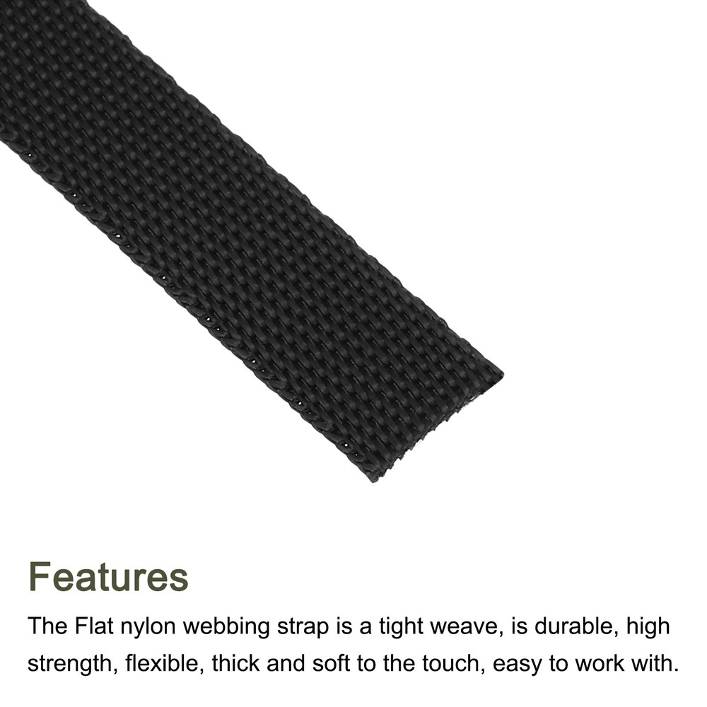 Flat Nylon Webbing Strap 3/8 Inch 50 Yards Black for Backpack