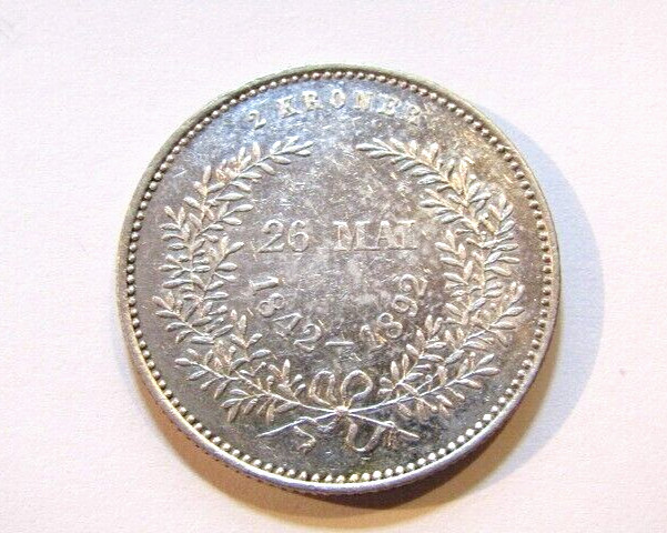Denmark 1892 2 Kroner Silver Coin