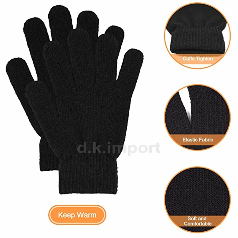 48 Pack Wholesale Assorted Warm Winter Gloves Thick Knit Brushed Interior Lot