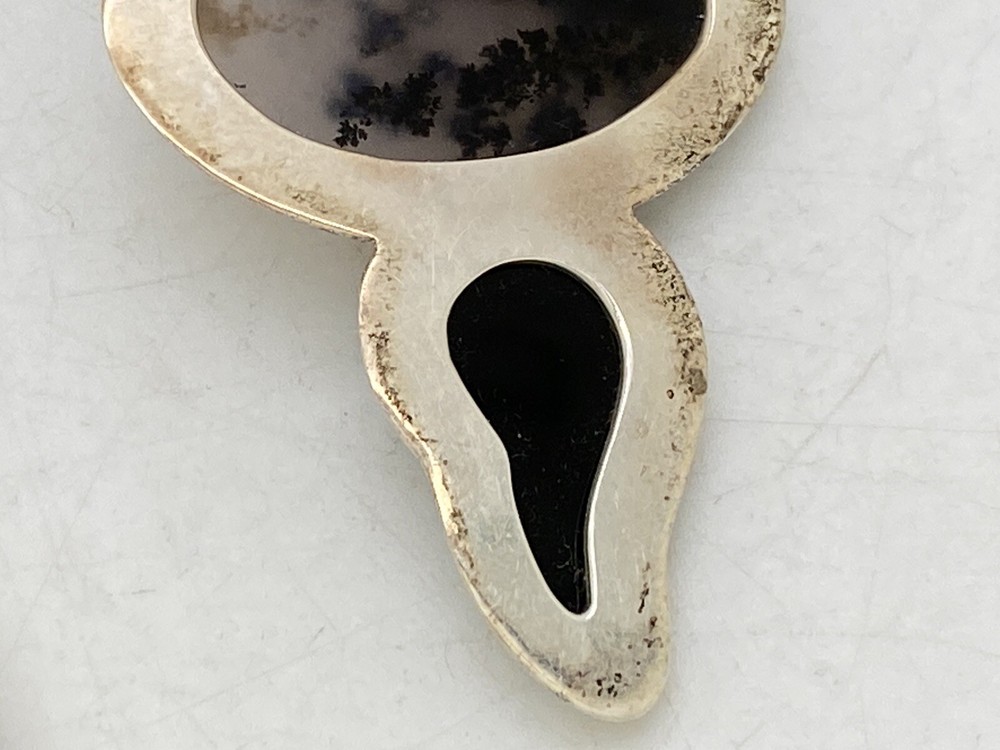 Sterling Silver Signed Michael Multi Stone Pendant 2.5” 17.4g