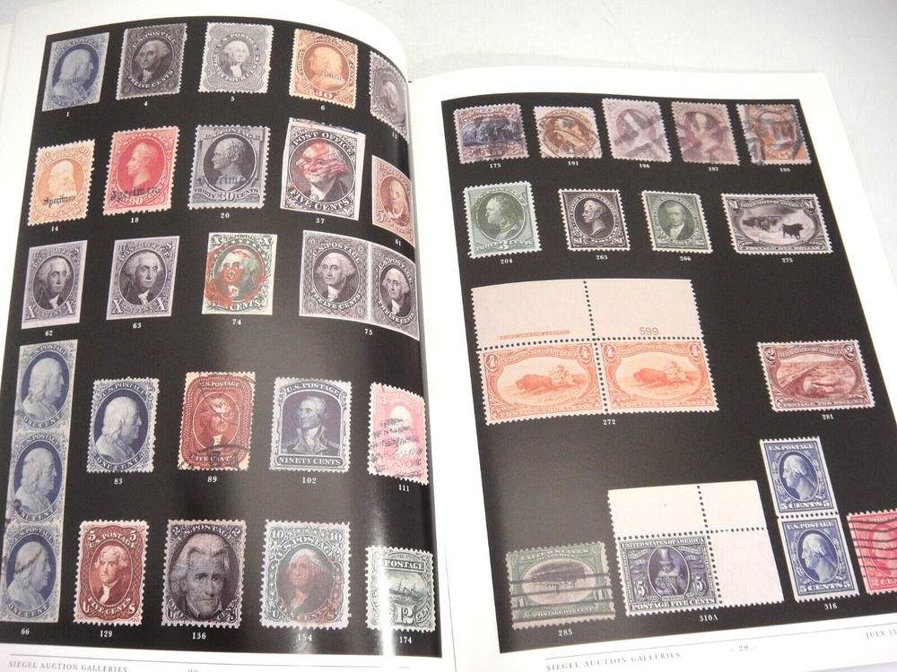 Siegel Stamp Auction Catalog w Prices Realized Specimens Overprints Revenue 1998