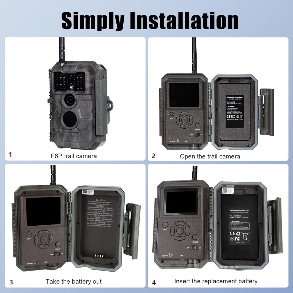 10000mAh E6P Battery for GardePro Trail Camera E6P E8P E6PCF E8PWF X60P X60PMB