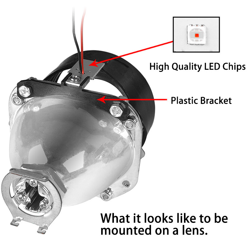 2x Red Devil Eyes Demon Evil Eye LED DRL For Projector Lens Headlight Retrofit