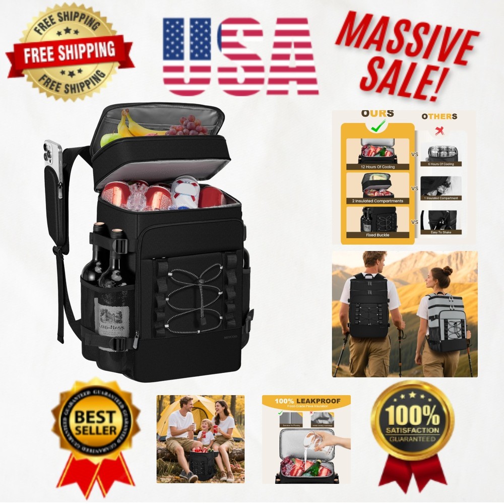 Portable Insulated Cooler Backpack with Adjustable Straps - Perfect for Camping