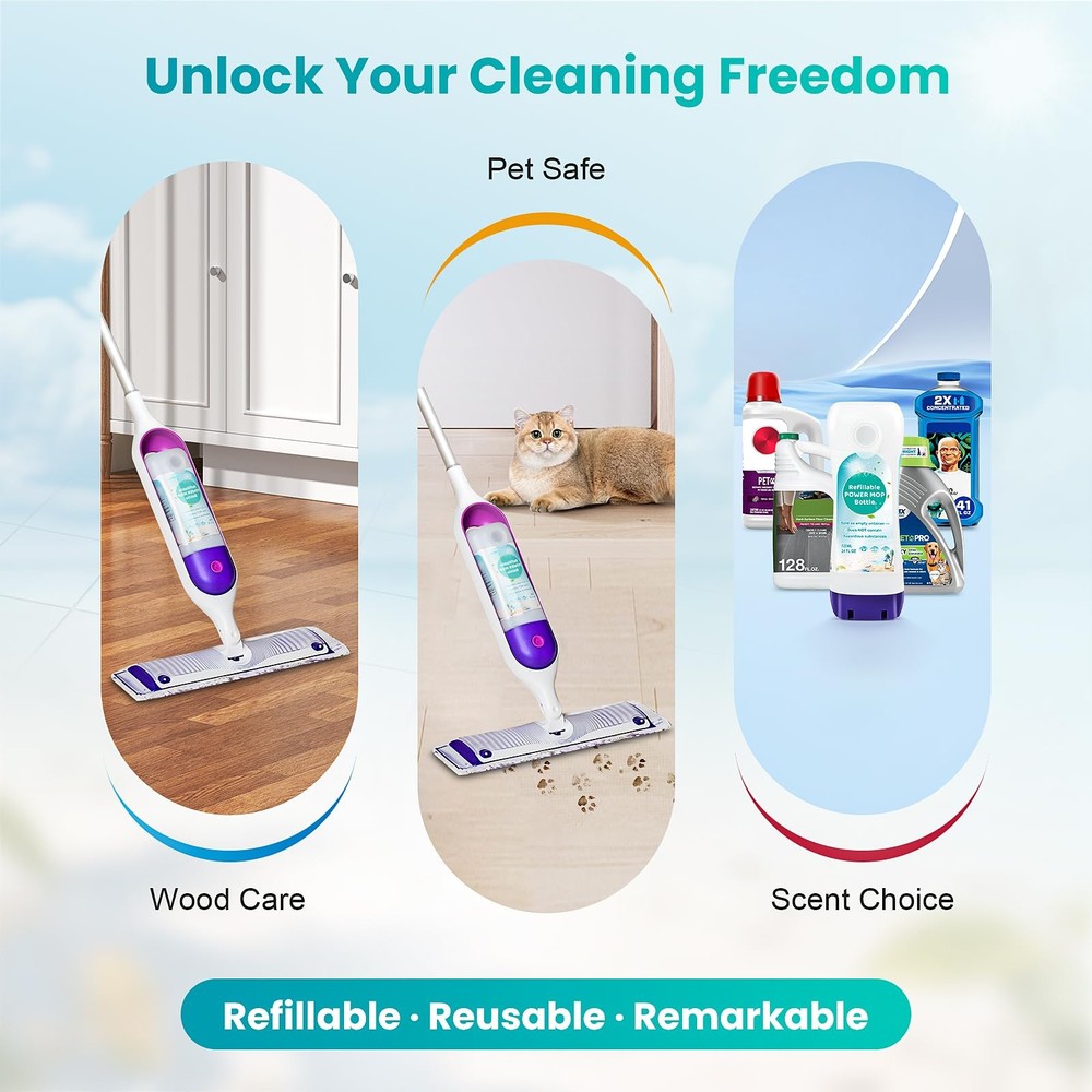 ​Refillable Bottle for Swiffer® Power Mop™, 720ML / 24 FL.OZ Reusable White