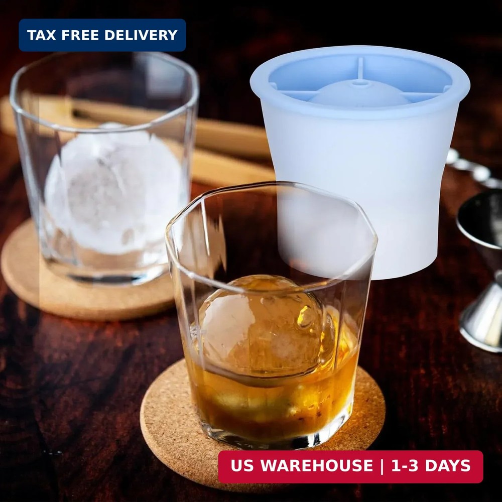 (Upgrade) Ice Molds 4 PCS, Silicone Sphere Ice Mold Maker, Stackable Easy Releas