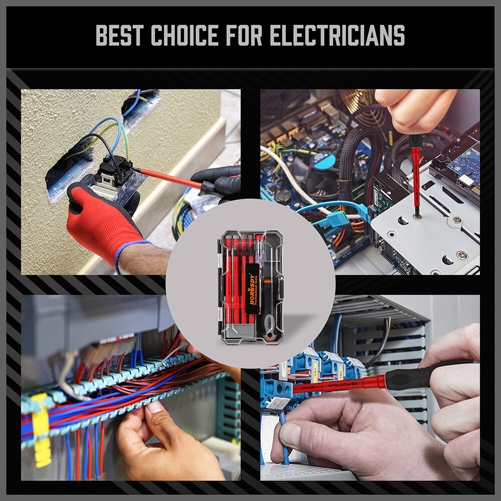 10pc Electrician's Insulated Magnetic Electrical Hand Screwdriver Tool Set New