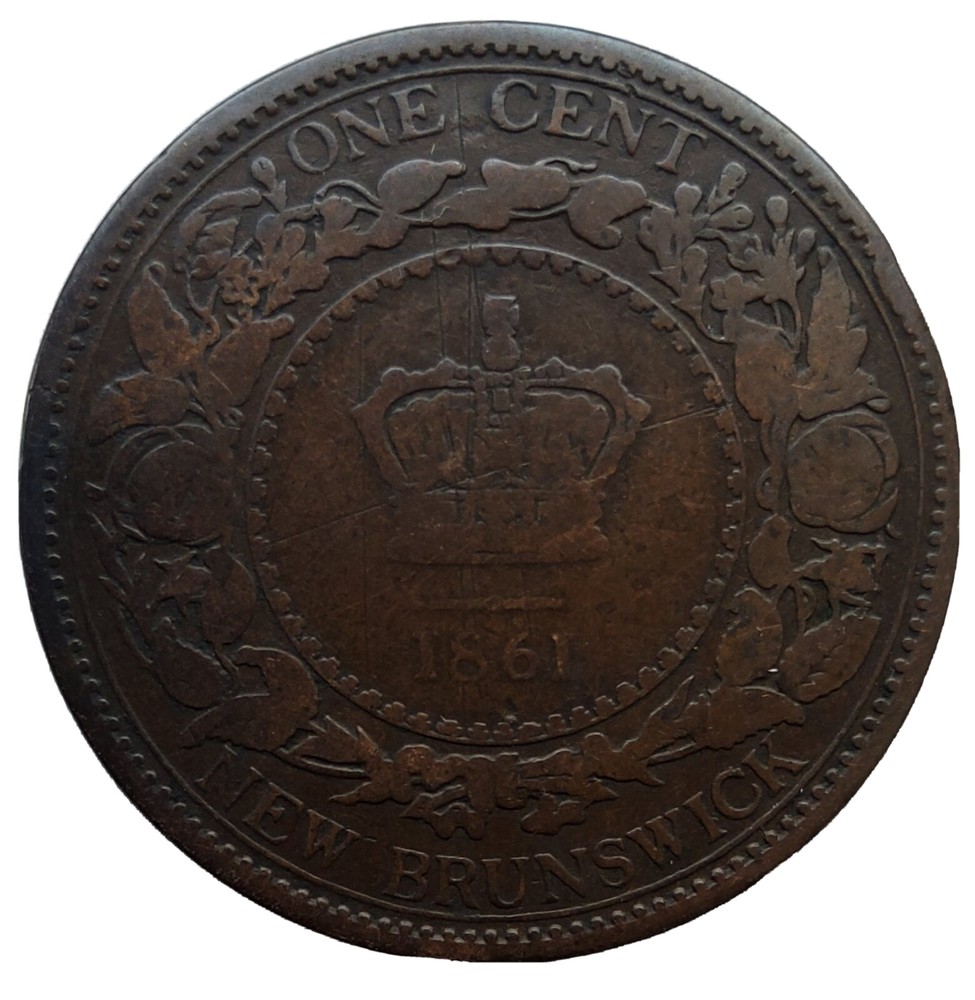 •1861•CANADA•NEW BRUNSWICK•ONE CENT•