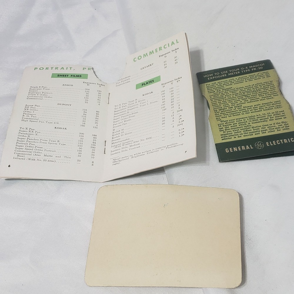 1950 GENERAL ELECTRIC Film Values, ready reference guide and Scale selector