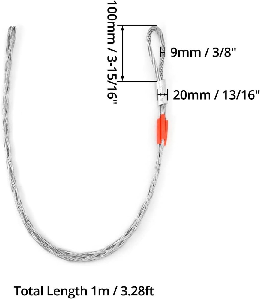QWORK Cable Pulling Socks Grip, 1102 Lbs Breaking Strength, 3.3 Ft Cable Puller