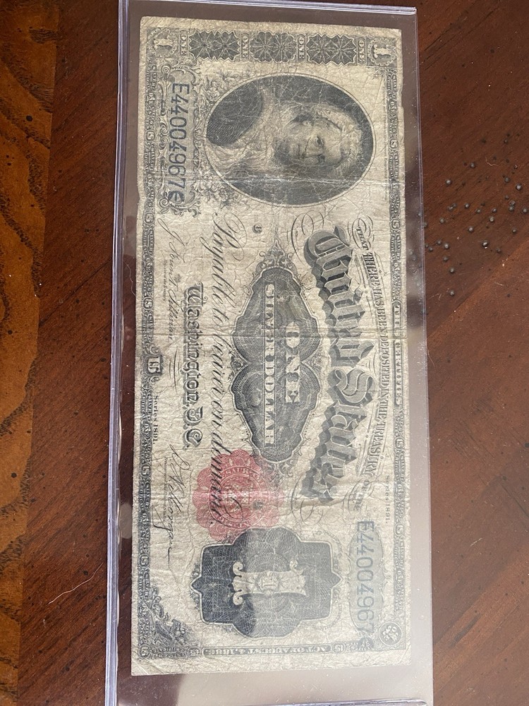 1891 US Large Silver Certificate $1 Banknote E44004967 Circulated