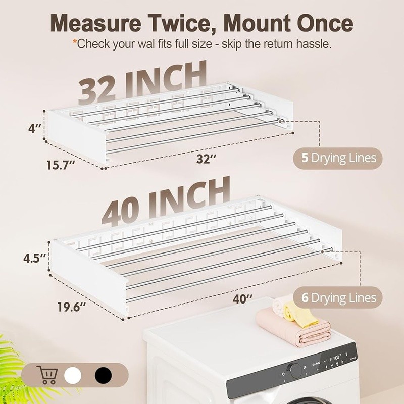 Wall Mounted Clothes Drying Rack Space Saving Foldable Heavy Duty Laundry Dryer