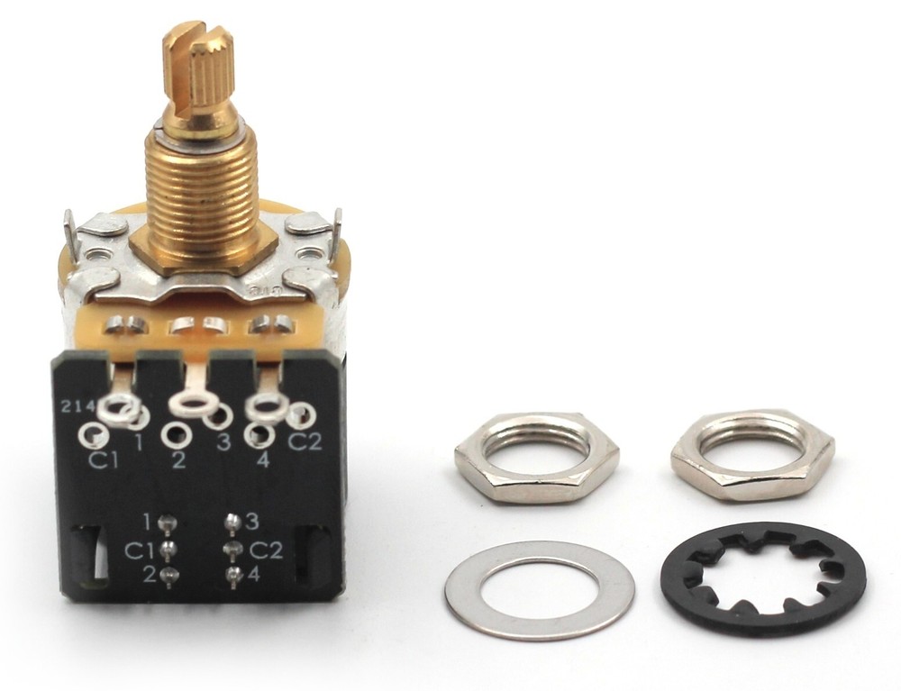 1X CTS 250K PUSH/PULL SHORT (3/8") SPLIT SHAFT AUDIO TAPER POT / POTENTIOMETER
