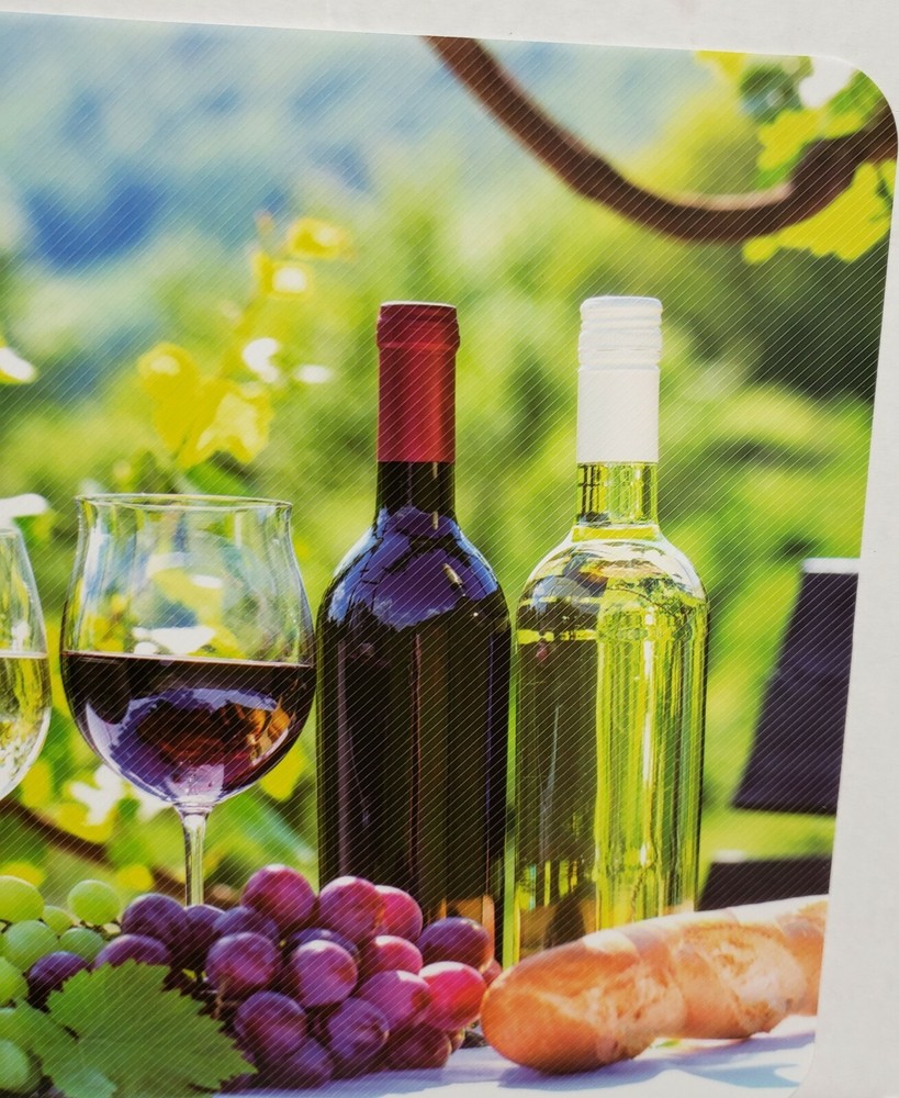 12 pc 3D Thin Plastic Set: 6 PLACEMATS & 6 COASTERS, WINE & GRAPES, Mirtex