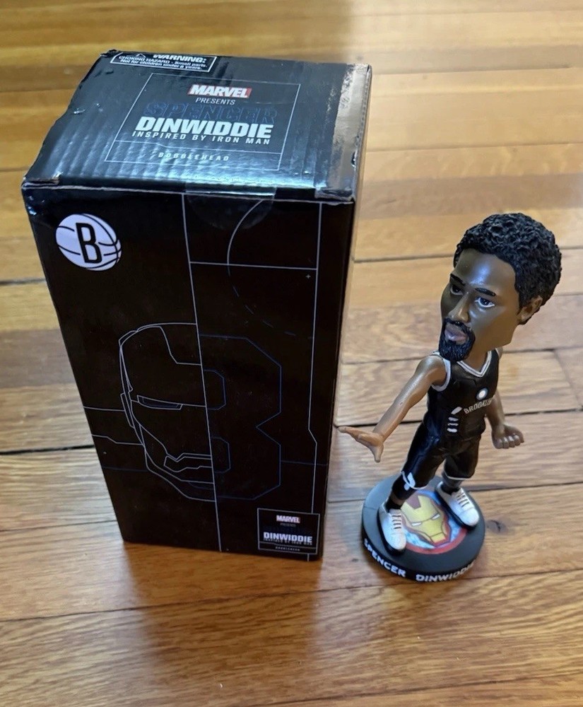 1 Pc 2019 Brooklyn Nets IRON MAN Bobble Head Spencer Dinwiddie Marvel Unopened