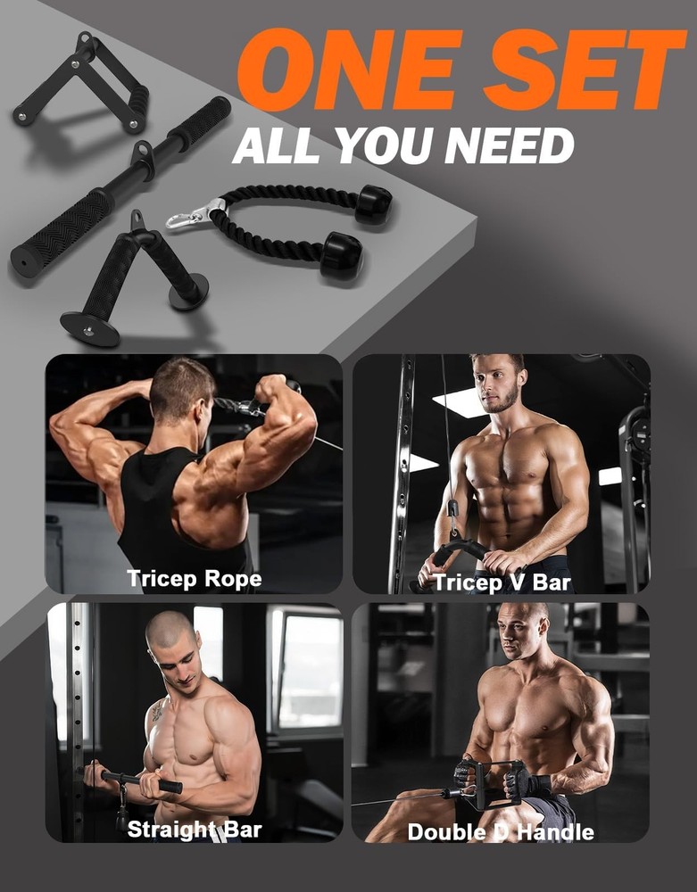 Cable Machine Attachment Set LAT Pulldown Attachments for Home Gym Equipment