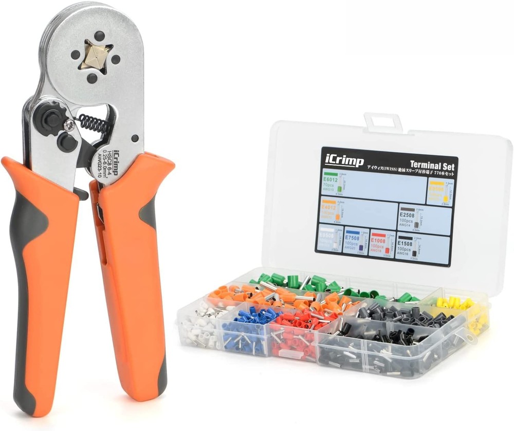 iCrimp Ferrule Crimping Tool Kit, AWG 23-10 Self-adjustable Blue,white