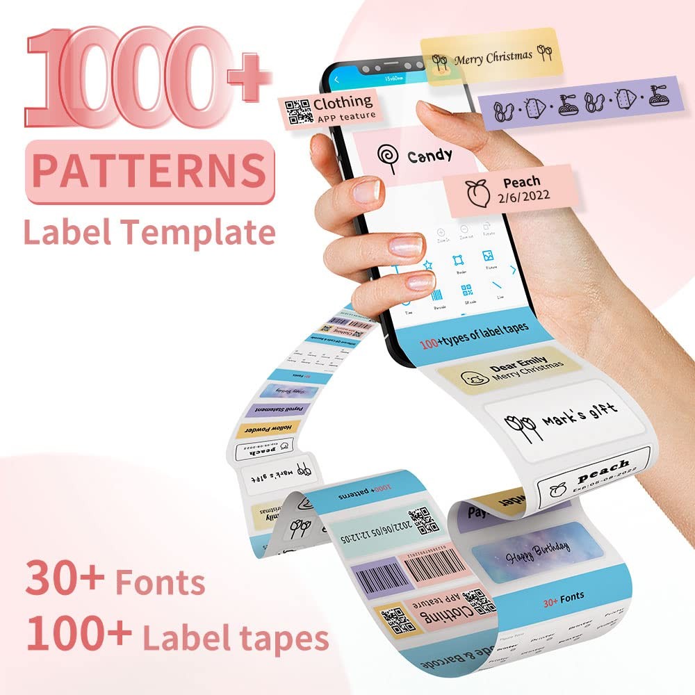Phomemo Label Maker Machine, D30 Portable Handheld Mini Maker, Pink