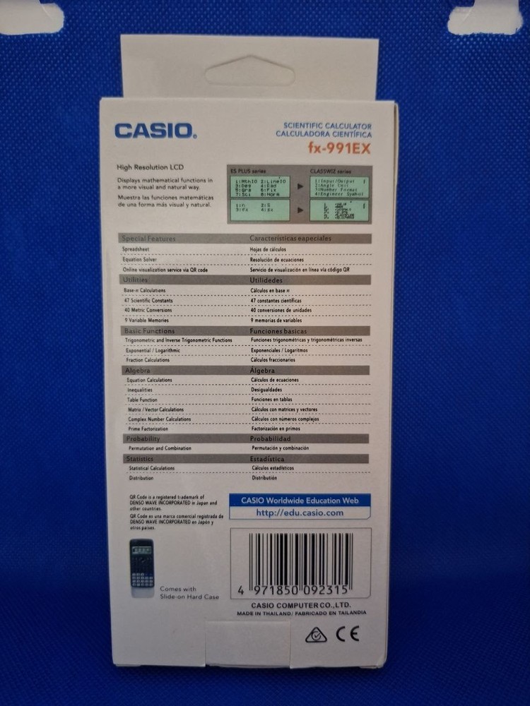Casio Fx-991ex Classwiz Advanced Engineering Scientific Calculator 552 Function