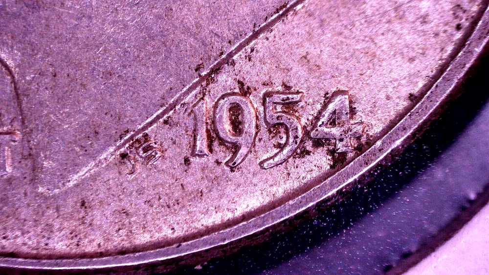 1954 d Roosevelt dime DDR Mintmark Doubled Die Mintmark EF #29