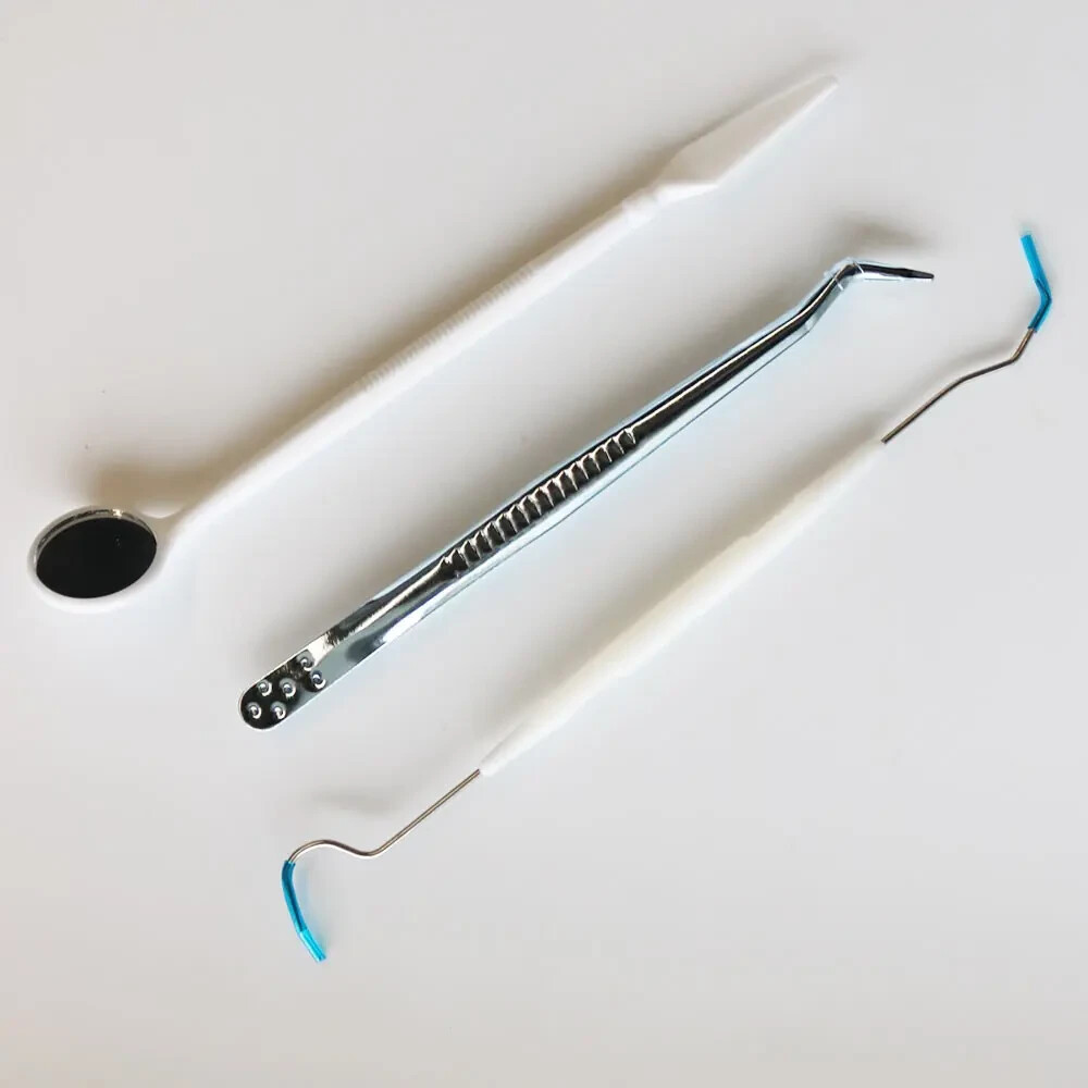 10*Basic Dental Instruments Set Mouth Mirror Probe Hook Pick Tweezer Disposable