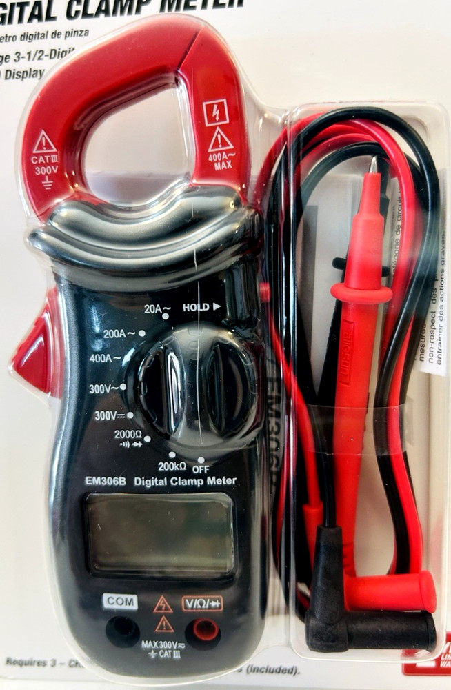 Hyper Tough Digital Clamp Meter Electrical Wire Current Tester with LCD Screen