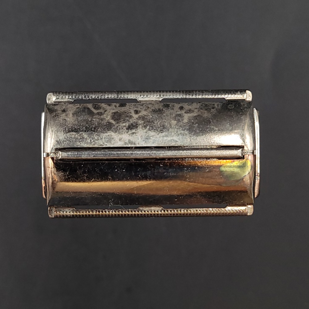 1956 Gillette Super Speed Blue Tip Flare DE TTO Safety Razor Date Code B3