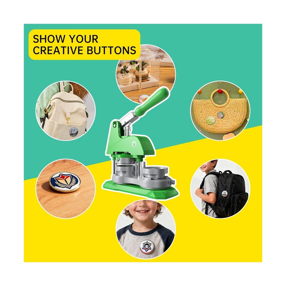 Button Maker Machine 3 Sizes, DIY Pin Making Machine 1+1.25+2.25 inch, Interc...