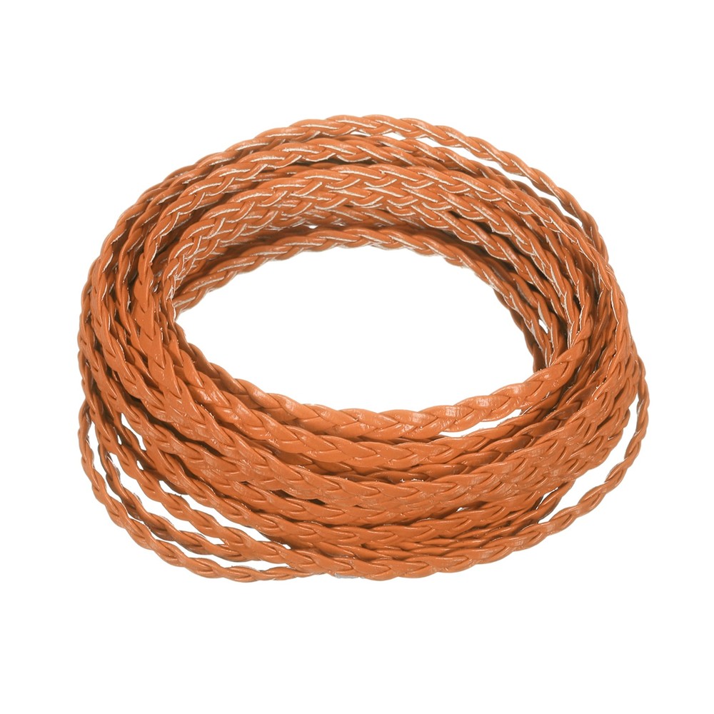 Braided Leather Cord, 5.5 Yards 5mm Flat Craft Leather String, Orange